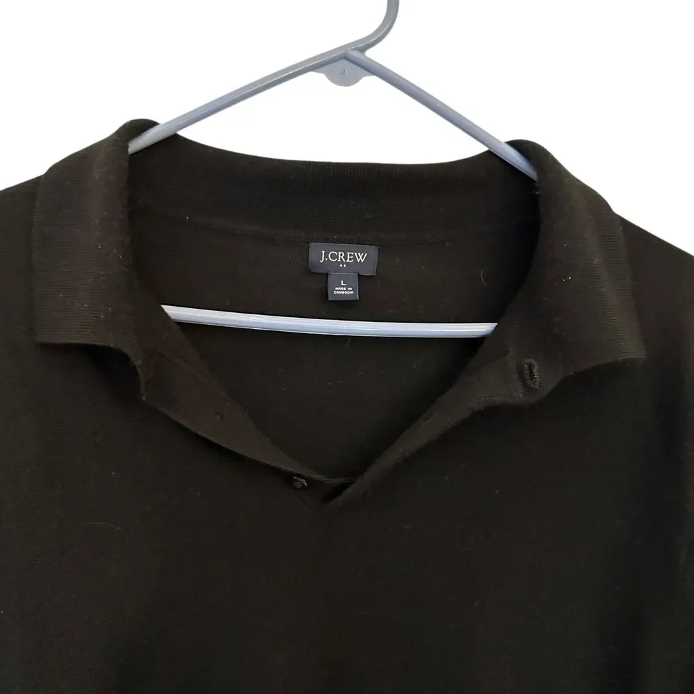 J.‎ Crew Men's Black Merino Wool Blend Henley Sweater Size L